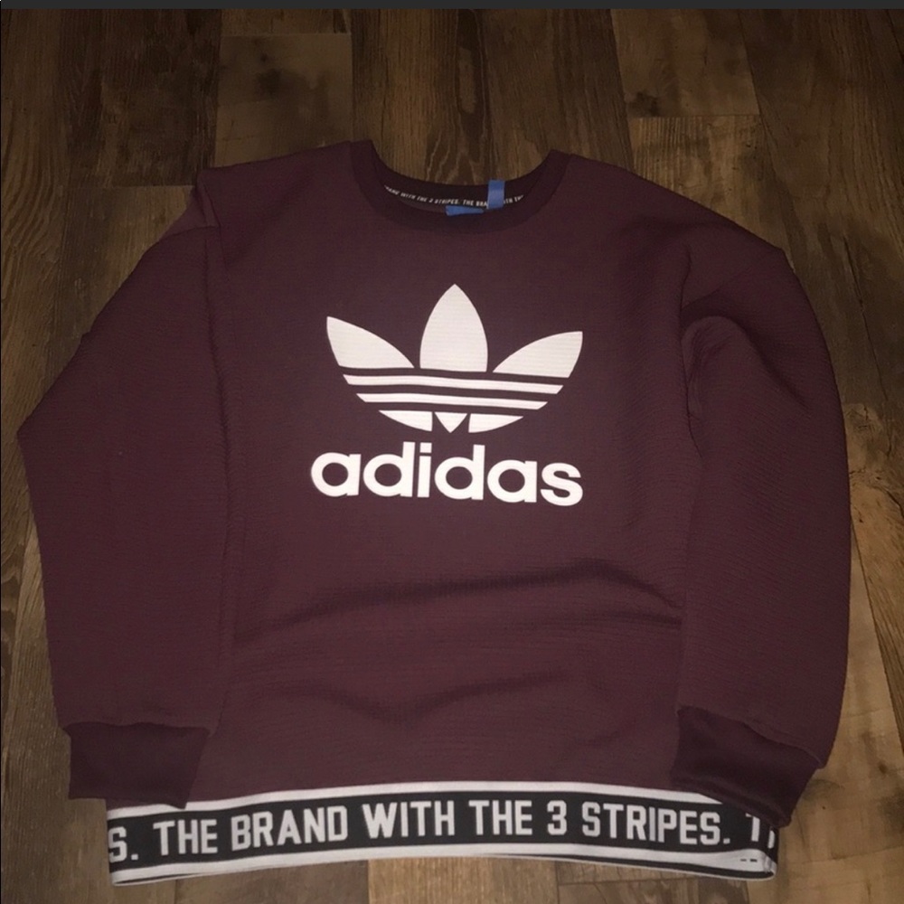 Adidas sweatshirt three stripes maroon size small